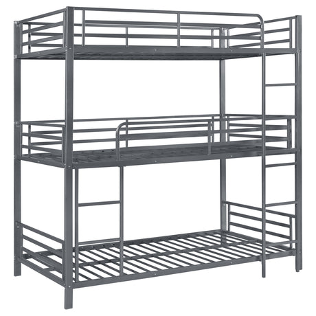 Furniture City Houma - Coaster - Maynard Metal Twin Triple Bunk Bed Gunmetal - 422670