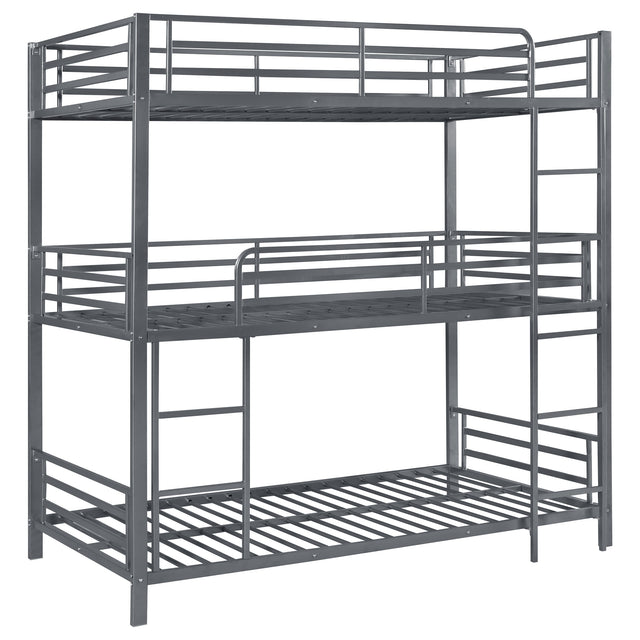 Furniture City Houma - Coaster - Maynard Metal Twin Triple Bunk Bed Gunmetal - 422670