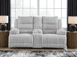 Furniture City Houma - Ashley Furniture - Rhines Falls Power Reclining Loveseat with Console - DBL REC PWR Loveseat w/Console / Alloy - PC4280496