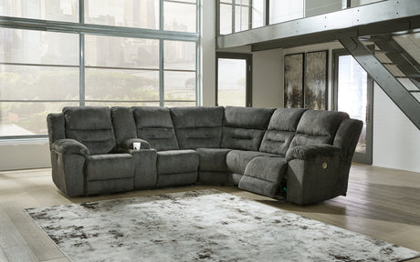 Furniture City Houma - Ashley Furniture - Nettington Sectional - 3-Piece Power Reclining Sectional / Smoke - 44101S1