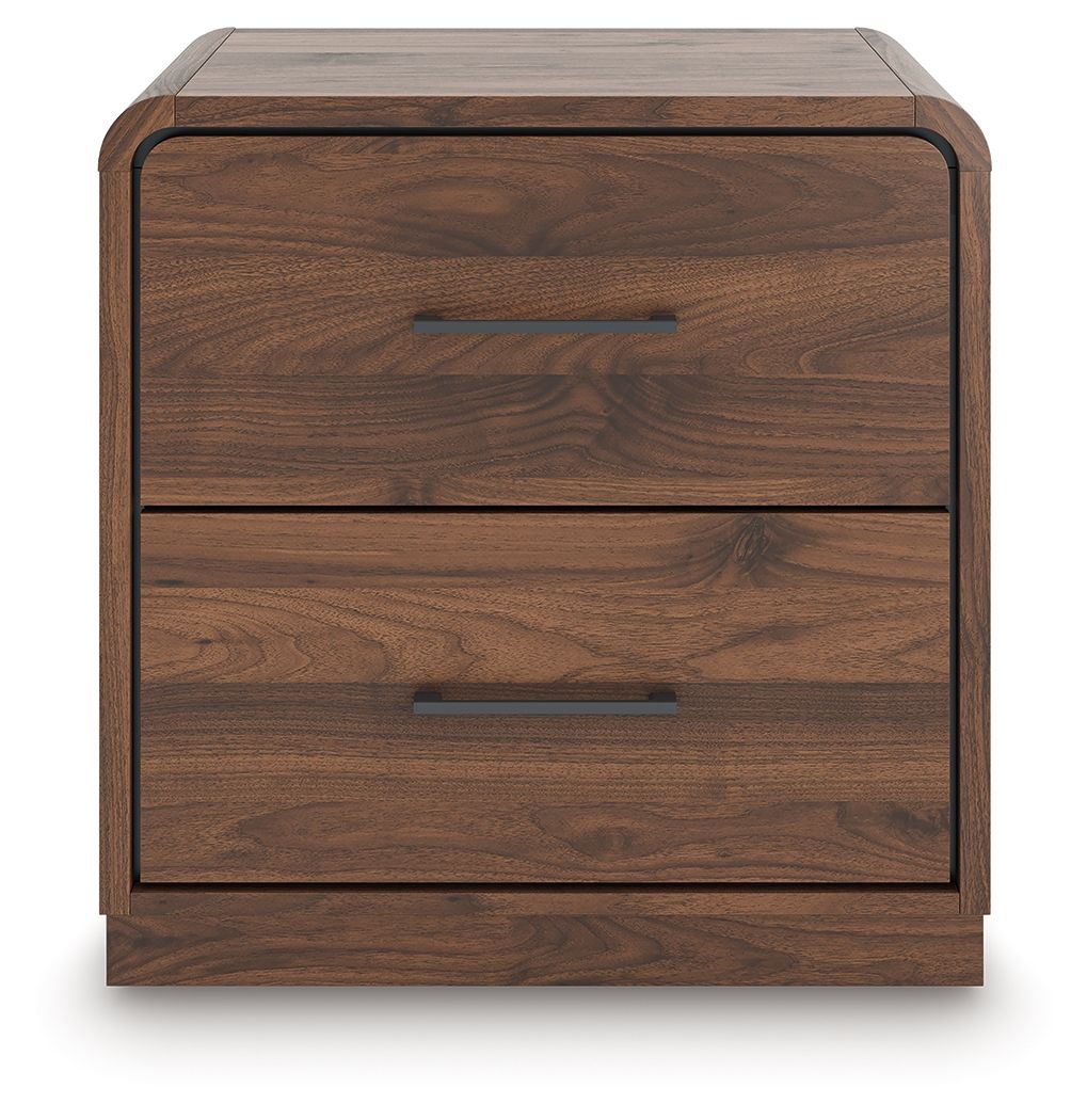 Fortlorn - Two Drawer Night Stand - Walnut Brown