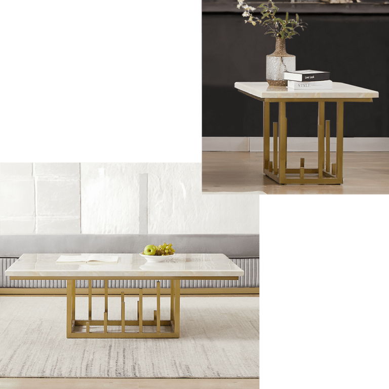 HD-06 - 3 Piece Table Set (Coffee Table, 2 End Tables) - Gold