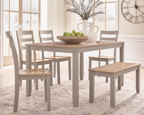 Harperfeld - Dining Room Table Set (Set of 6) - Natural / Gray