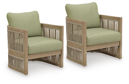 Serena Shores - Lounge Chair With Cushion (Set of 2) - Beige / Green