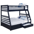 Furniture City Houma - Coaster - Ashton 2-drawer Wood Twin Over Full Bunk Bed Navy Blue - 460181