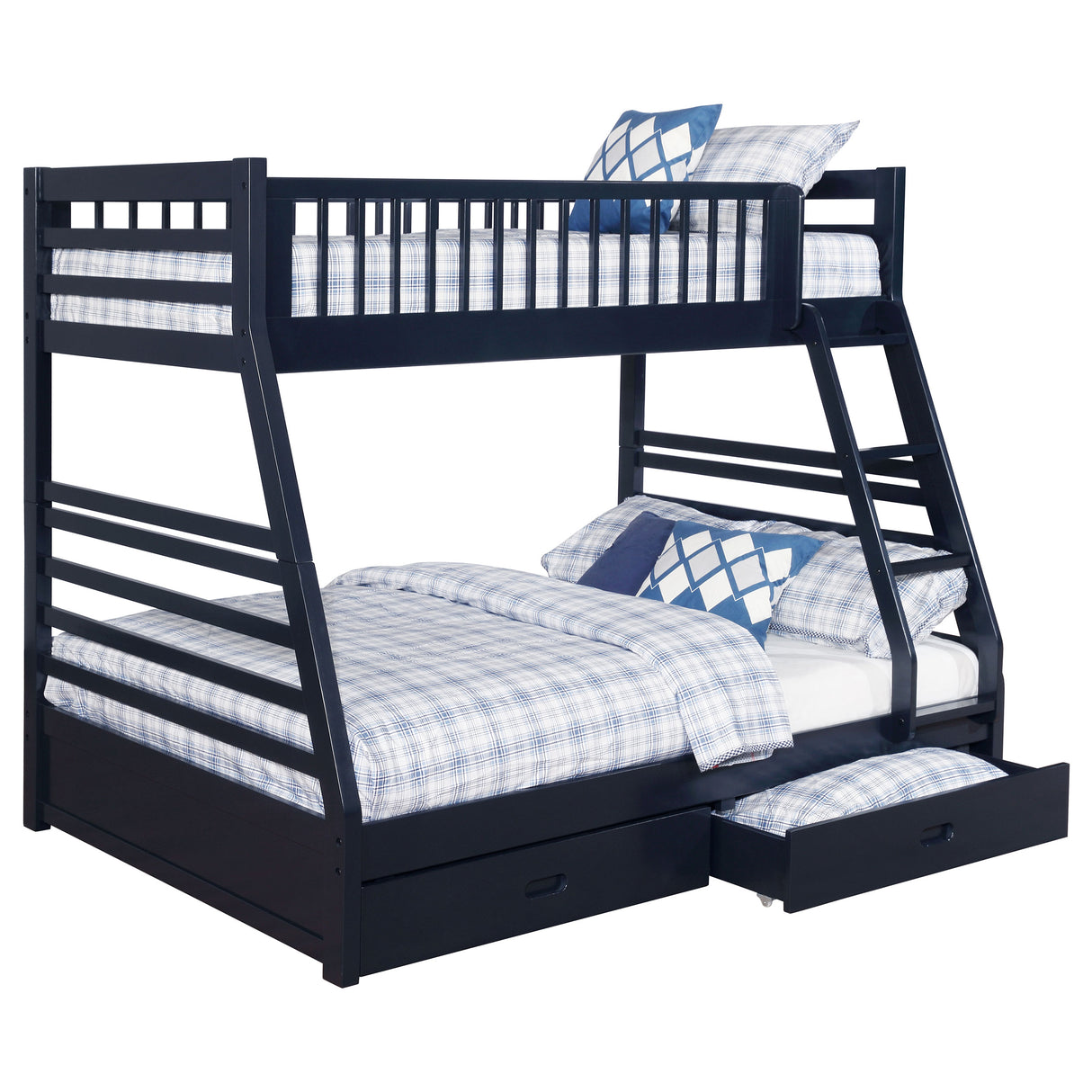 Furniture City Houma - Coaster - Ashton 2-drawer Wood Twin Over Full Bunk Bed Navy Blue - 460181