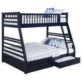 Furniture City Houma - Coaster - Ashton 2-drawer Wood Twin Over Full Bunk Bed Navy Blue - 460181