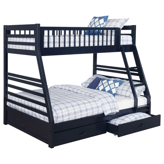 Furniture City Houma - Coaster - Ashton 2-drawer Wood Twin Over Full Bunk Bed Navy Blue - 460181