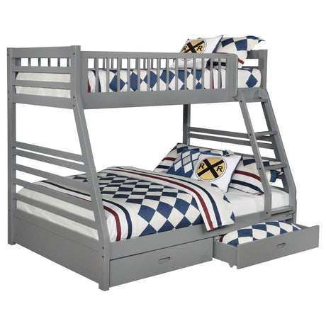 Furniture City Houma - Coaster - Ashton 2-drawer Wood Twin Over Full Bunk Bed Grey - 460182