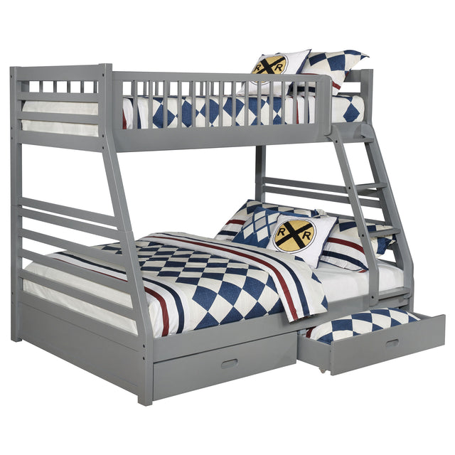 Furniture City Houma - Coaster - Ashton 2-drawer Wood Twin Over Full Bunk Bed Grey - 460182