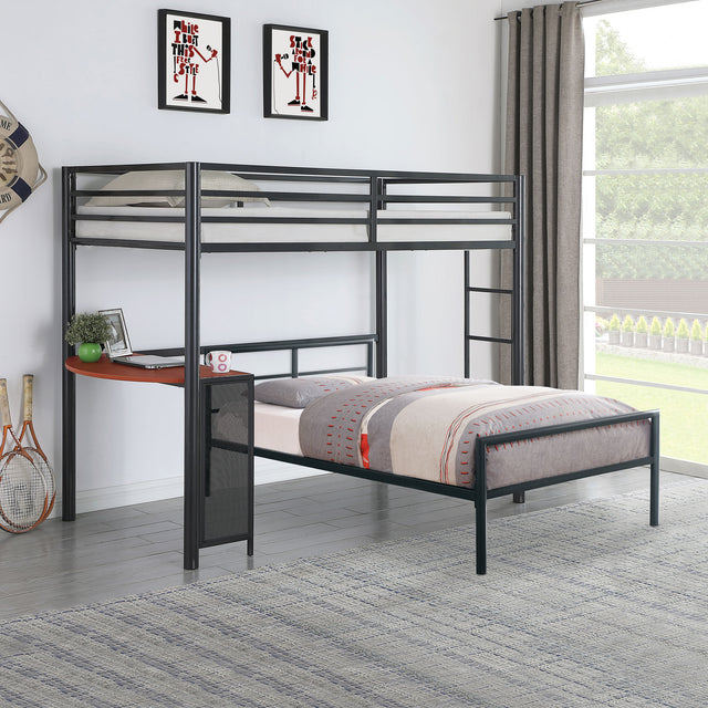 Furniture City Houma - Coaster - Fisher Twin Over Twin Workstation Loft Bed Set Gunmetal - 460229-S2T