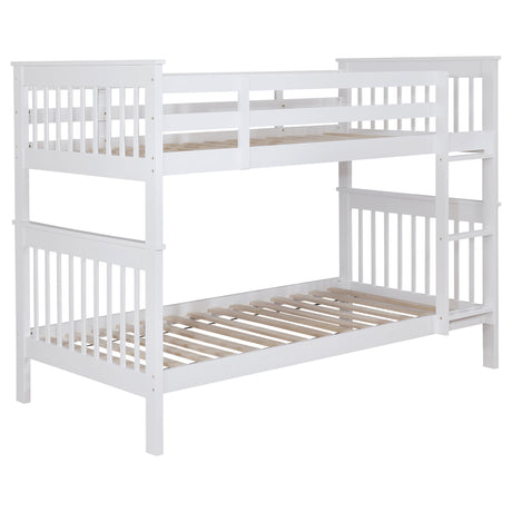 Furniture City Houma - Coaster - Chapman Wood Twin Over Twin Bunk Bed White - 460244N