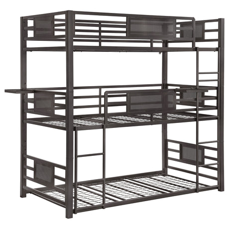 Furniture City Houma - Coaster - Rogen Metal Twin Triple Bunk Bed Dark Bronze - 460394T