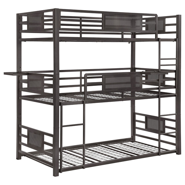Furniture City Houma - Coaster - Rogen Metal Twin Triple Bunk Bed Dark Bronze - 460394T
