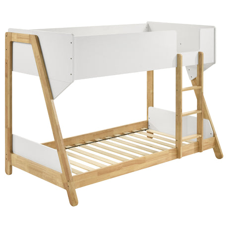 Furniture City Houma - Coaster - Wyatt Wood Twin Over Twin Bunk Bed White and Natural  - 460510