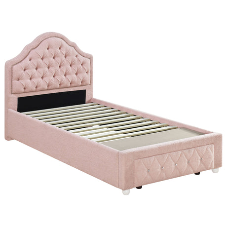 Furniture City Houma - Coaster - Ashleigh 44-inch Upholstered Twin Storage Platform Bed Pink - 460540T