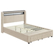 Furniture City Houma - Coaster - Madison Upholstered LED Full Storage Platform Bed Cream - 460550F