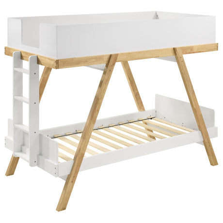 Furniture City Houma - Coaster - Frankie Wood Twin Over Twin Bunk Bed White and Natural - 460570T