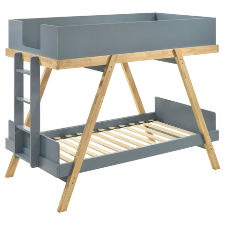 Furniture City Houma - Coaster - Frankie Wood Twin Over Twin Bunk Bed Blue and Natural - 460572T