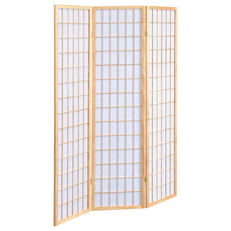 Furniture City Houma - Coaster - Carrie 3-Panel Room Divider Folding Shoji Screen Natural - 4621