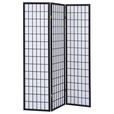 Furniture City Houma - Coaster - Carrie 3-Panel Room Divider Folding Shoji Screen Black - 4622
