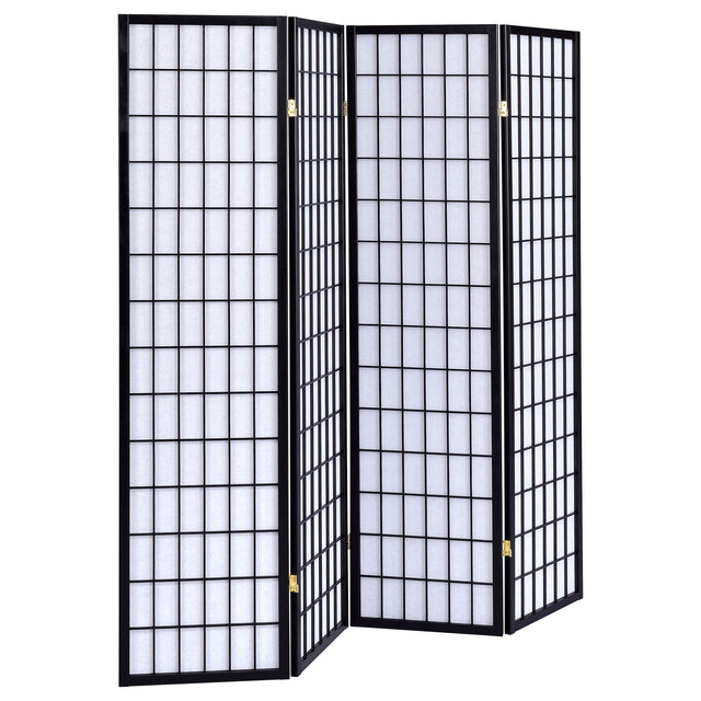 Furniture City Houma - Coaster - Roberto 4-Panel Room Divider Folding Shoji Screen Black - 4624