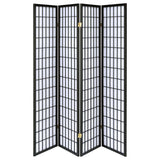 Roberto 4-Panel Room Divider Folding Shoji Screen Black