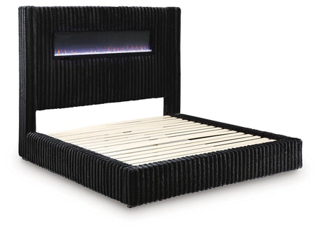Tayleena - Upholstered Bed With Fireplace And Wireless Audio