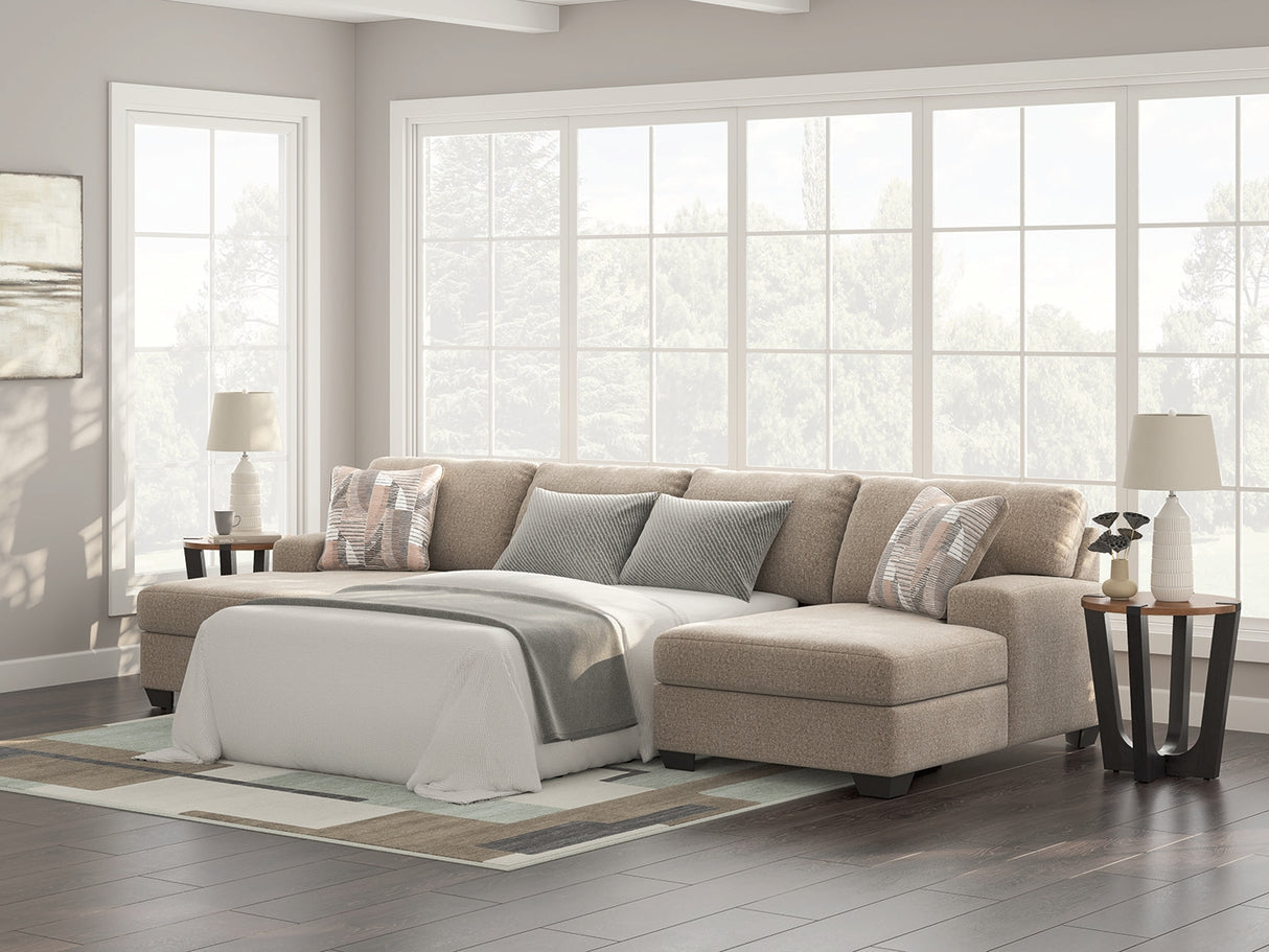 Furniture City Houma - Ashley Furniture - Newellen Sectional - RAF 3-Piece Sectional with Double Chaise / Hemp - 48404S7