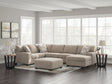 Furniture City Houma - Ashley Furniture - Newellen 3-Piece Sectional with Chaise - RAF 3-Piece Sectional with Chaise / Hemp - 48404S1