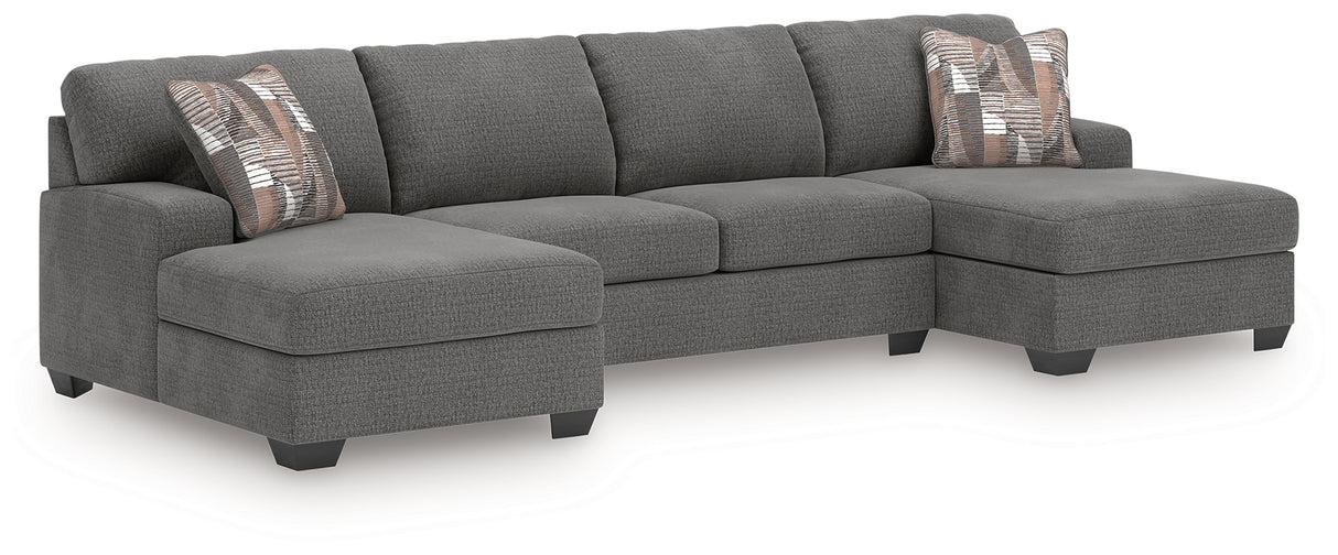 Furniture City Houma - Ashley Furniture - Newellen Sectional - RAF 3-Piece Sectional with Double Chaise / Greystone - 48405S3