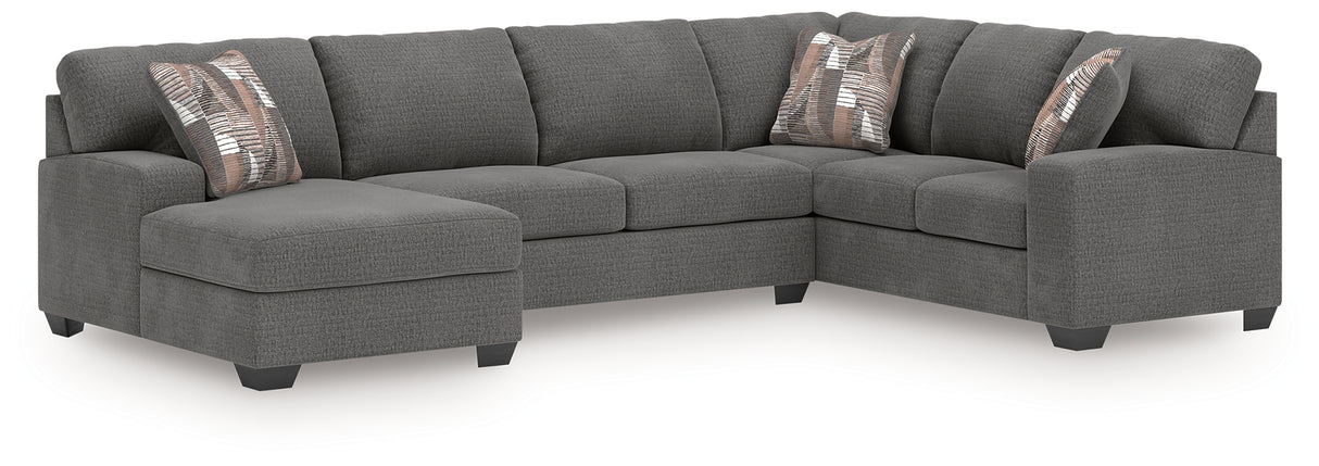 Furniture City Houma - Ashley Furniture - Newellen Sectional - RAF 3-Piece Sectional with Chaise / Greystone - 48405S1