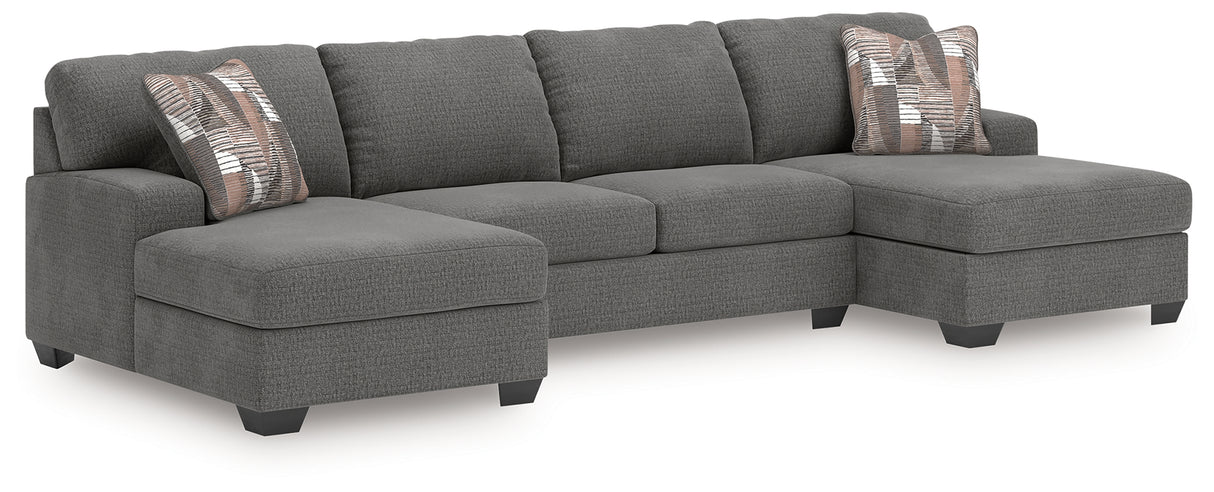 Furniture City Houma - Ashley Furniture - Newellen Sectional - RAF 3-Piece Sleeper Sectional with Double Chaise / Greystone - 48405S7