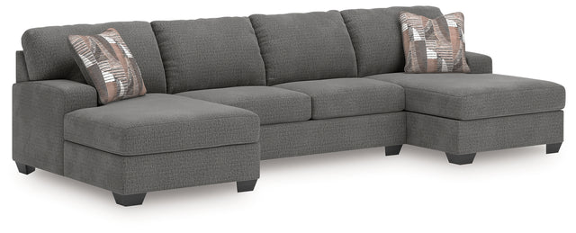 Furniture City Houma - Ashley Furniture - Newellen 3-Piece Sleeper Sectional with Double Chaise - RAF 3-Piece Sleeper Sectional with Double Chaise / Greystone - 48405S7