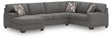 Furniture City Houma - Ashley Furniture - Newellen Sectional - RAF 3-Piece Sleeper Sectional with Chaise / Greystone - 48405S5