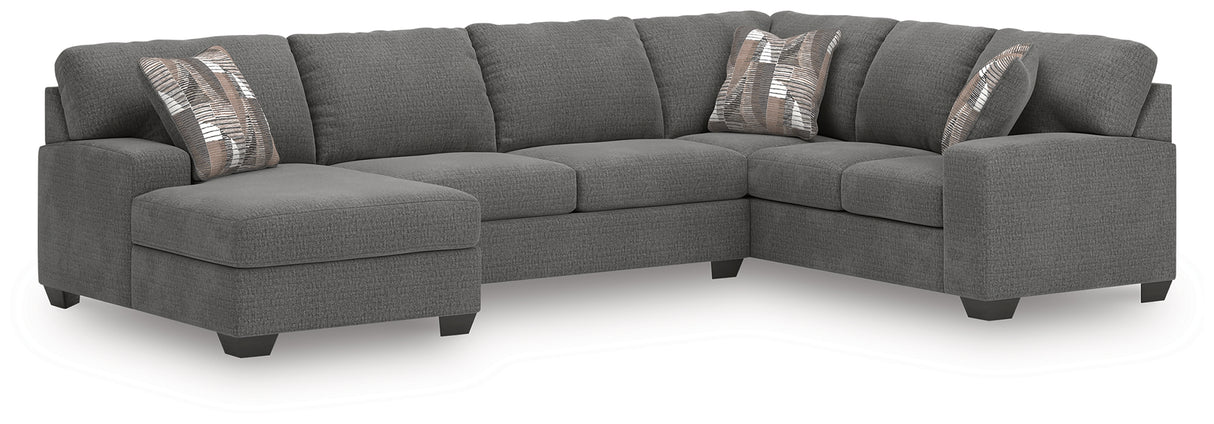 Furniture City Houma - Ashley Furniture - Newellen Sectional - RAF 3-Piece Sleeper Sectional with Chaise / Greystone - 48405S5