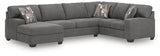 Furniture City Houma - Ashley Furniture - Newellen Sectional - RAF 3-Piece Sleeper Sectional with Chaise / Greystone - 48405S5