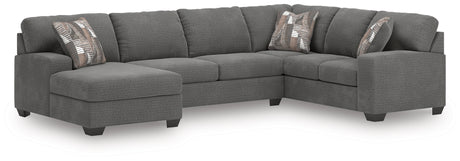 Furniture City Houma - Ashley Furniture - Newellen Sectional - RAF 3-Piece Sleeper Sectional with Chaise / Greystone - 48405S5
