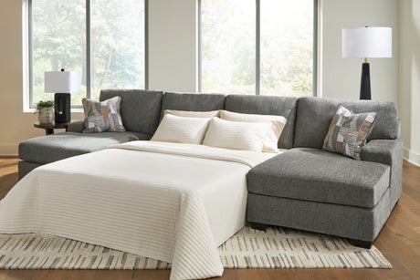 Furniture City Houma - Ashley Furniture - Revenna 3-Piece Sleeper Sectional with Double Chaise - RAF 3-Piece Sleeper Sectional with Double Chaise / Greystone - PC48405S7