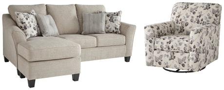 Furniture City Houma - Ashley Furniture - Abney Sofa Chaise and Chair - Sofa Chaise and Chair / Driftwood - 49701U2