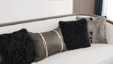 HD-9043 - Sofa - White / Brown / Gold
