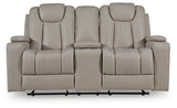 Elevate Edges - Glide Reclining Loveseat With Console - Coin