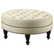 Furniture City Houma - Coaster - Elchin Round Upholstered Tufted Ottoman Oatmeal - 500018