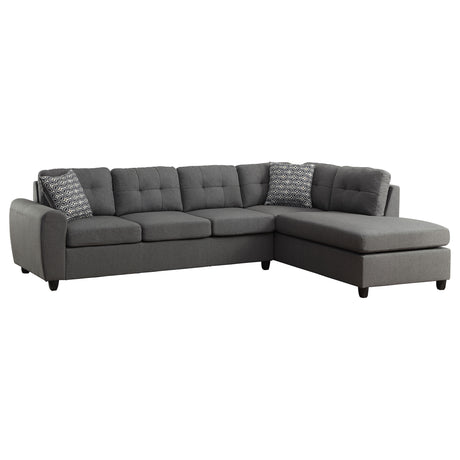 Furniture City Houma - Coaster - Stonenesse Upholstered Sectional Chaise Sofa Grey - 500413