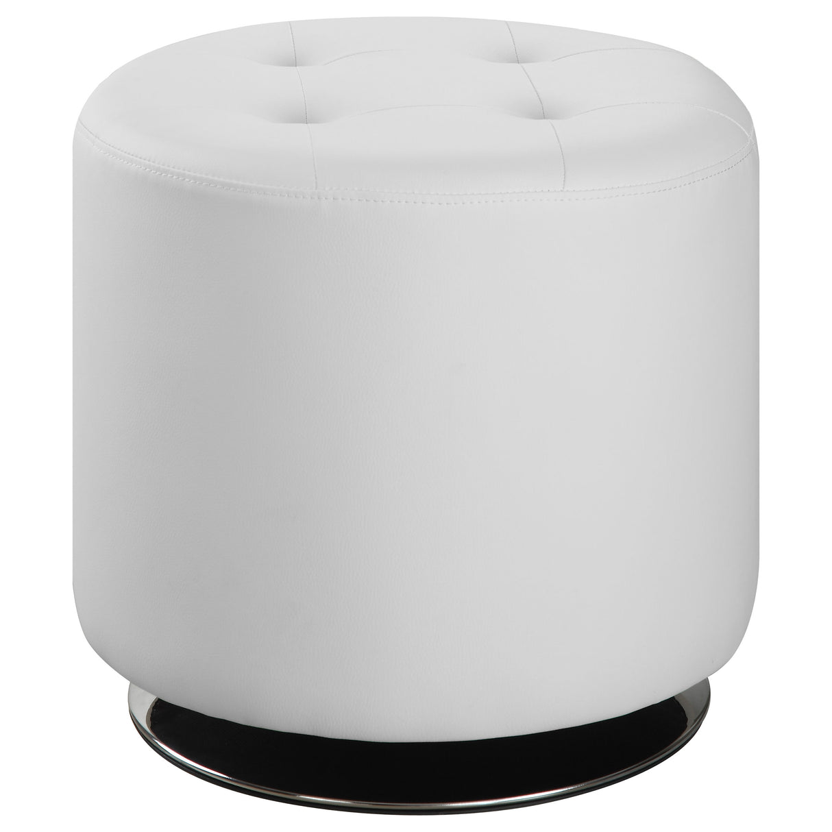 Furniture City Houma - Coaster - Bowman Round Upholstered Tufted Swivel Ottoman White - 500554