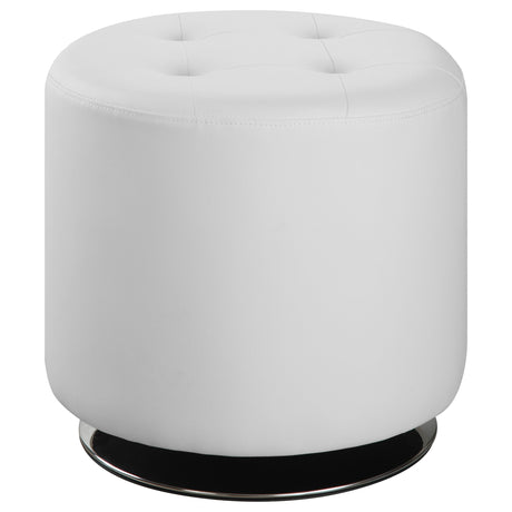 Furniture City Houma - Coaster - Bowman Round Upholstered Tufted Swivel Ottoman White - 500554