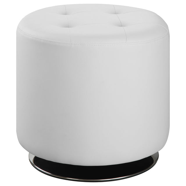 Furniture City Houma - Coaster - Bowman Round Upholstered Tufted Swivel Ottoman White - 500554