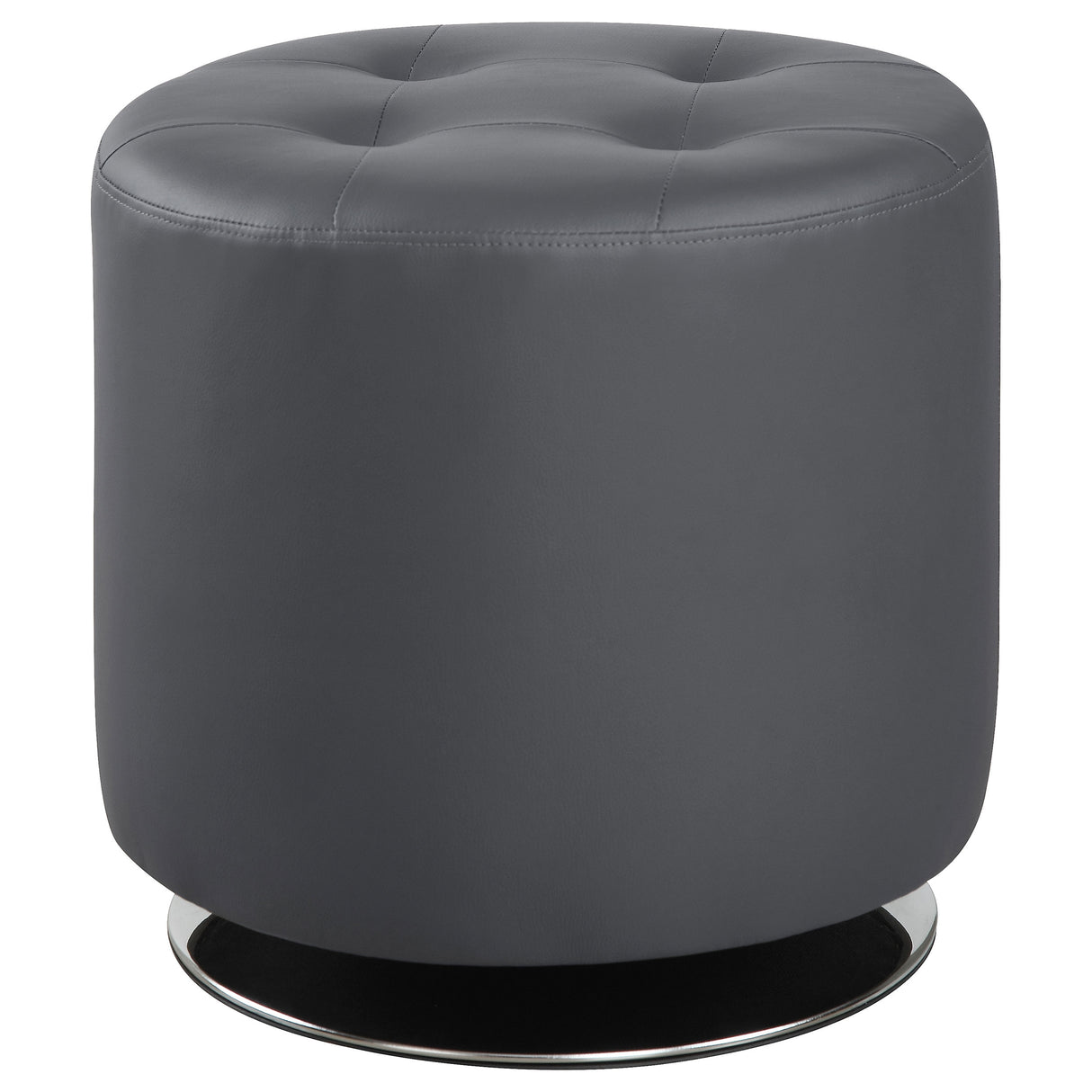 Furniture City Houma - Coaster - Bowman Round Upholstered Tufted Swivel Ottoman Grey - 500555