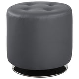 Furniture City Houma - Coaster - Bowman Round Upholstered Tufted Swivel Ottoman Grey - 500555