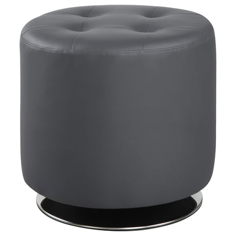 Furniture City Houma - Coaster - Bowman Round Upholstered Tufted Swivel Ottoman Grey - 500555